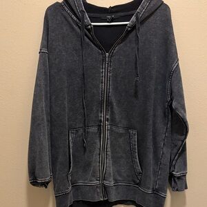 Forever 21 Black Washed Hoodie Jacket